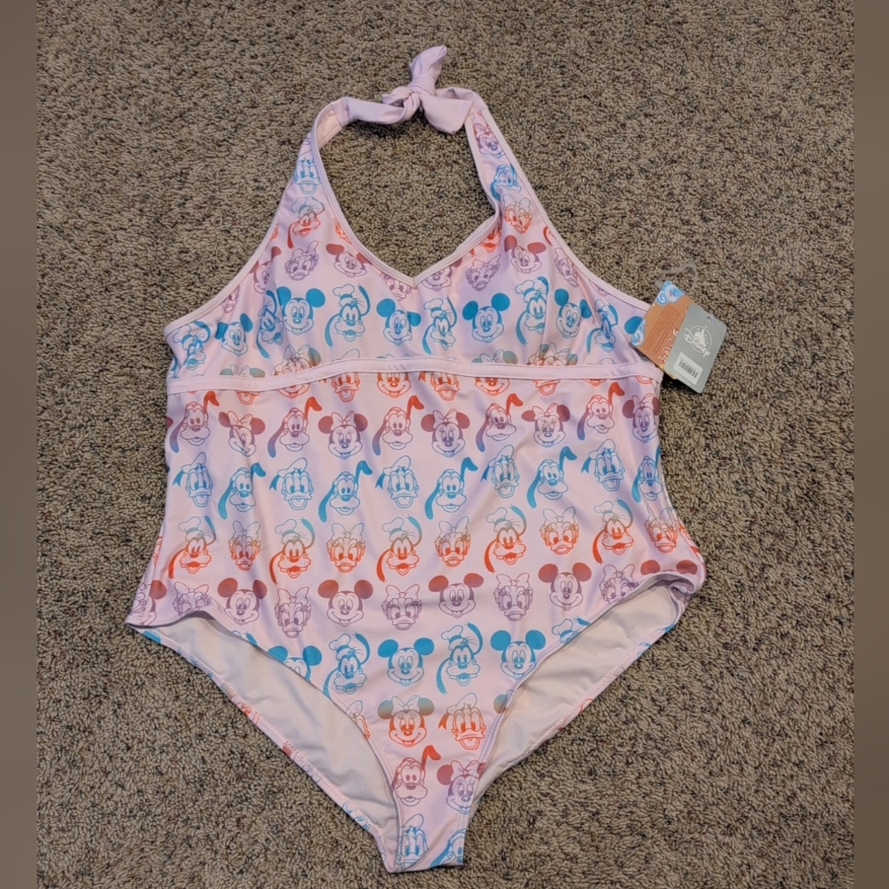 Disney Pink Multicolor Mickey & Friends One-Piece Swimsuit